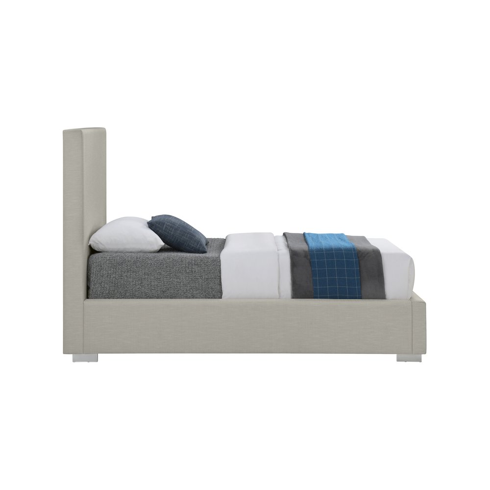 Crosby Beige Linen Textured Fabric Twin Bed. Picture 9
