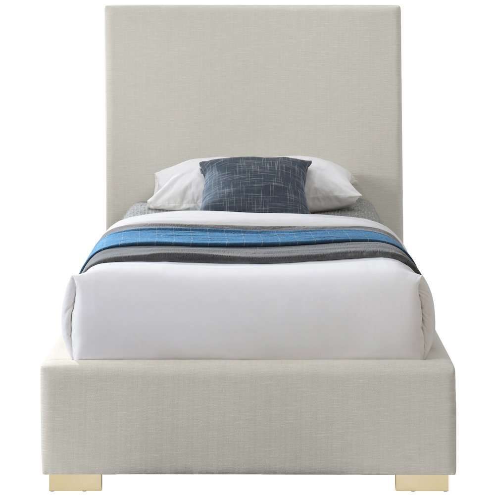 Crosby Beige Linen Textured Fabric Twin Bed. Picture 4