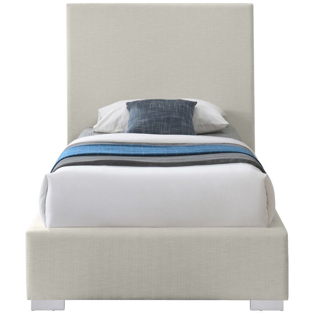 Crosby Beige Linen Textured Fabric Twin Bed. Picture 5