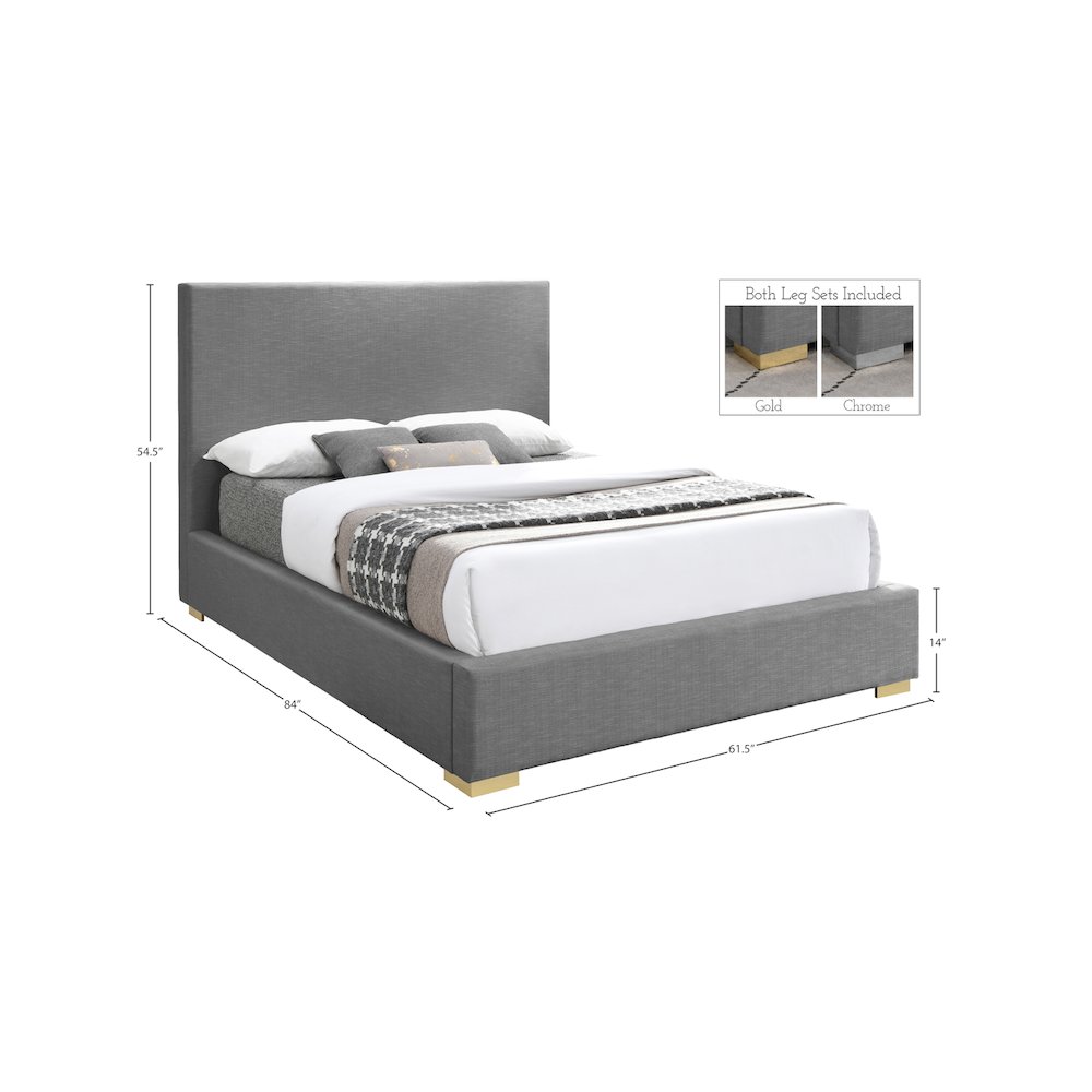Crosby Grey Linen Textured Fabric Full Bed. Picture 15