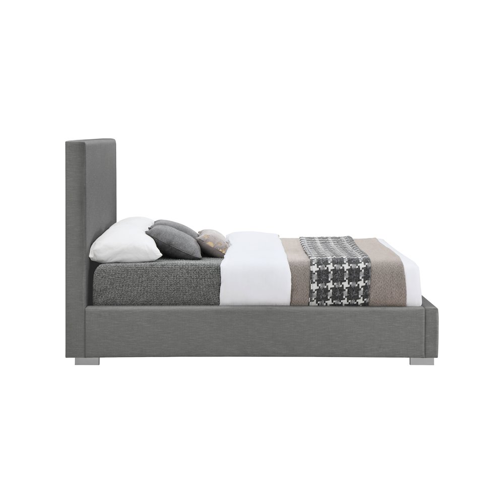 Crosby Grey Linen Textured Fabric Full Bed. Picture 9