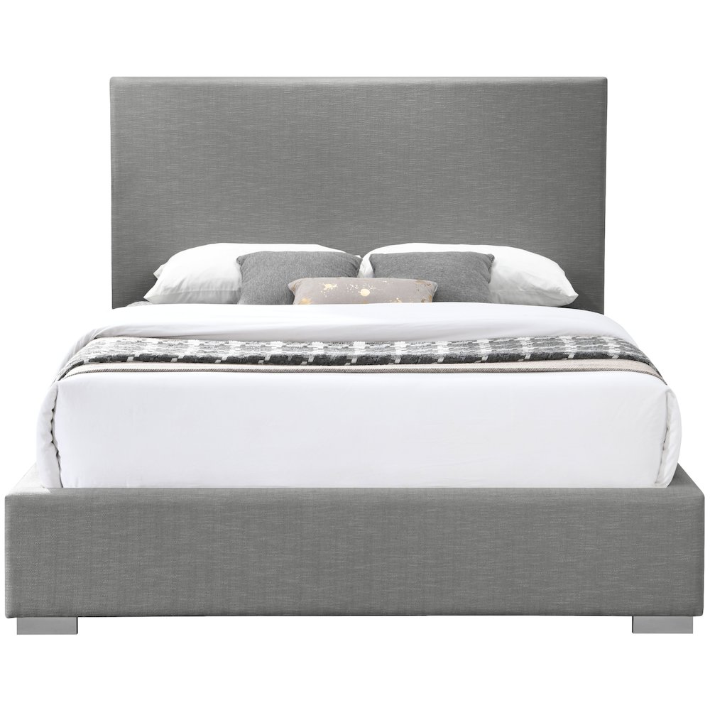 Crosby Grey Linen Textured Fabric Full Bed. Picture 5