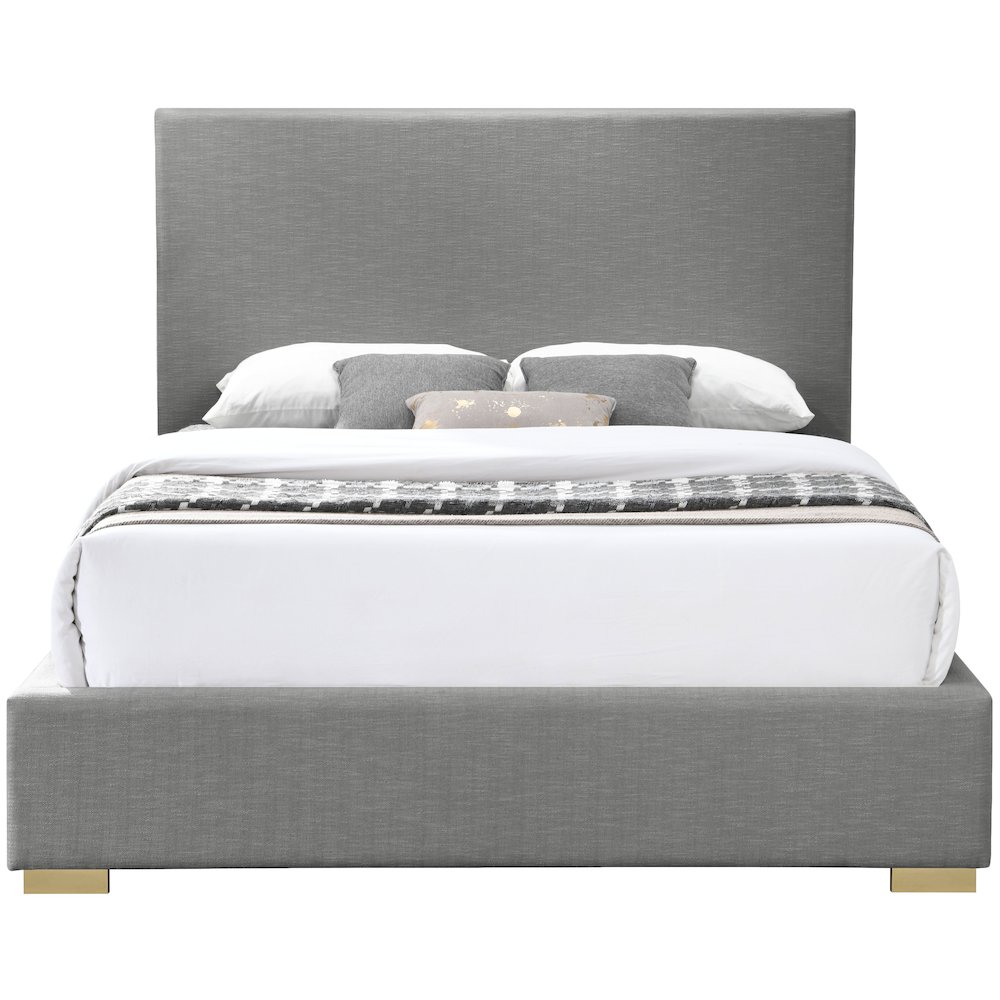 Crosby Grey Linen Textured Fabric King Bed. Picture 4
