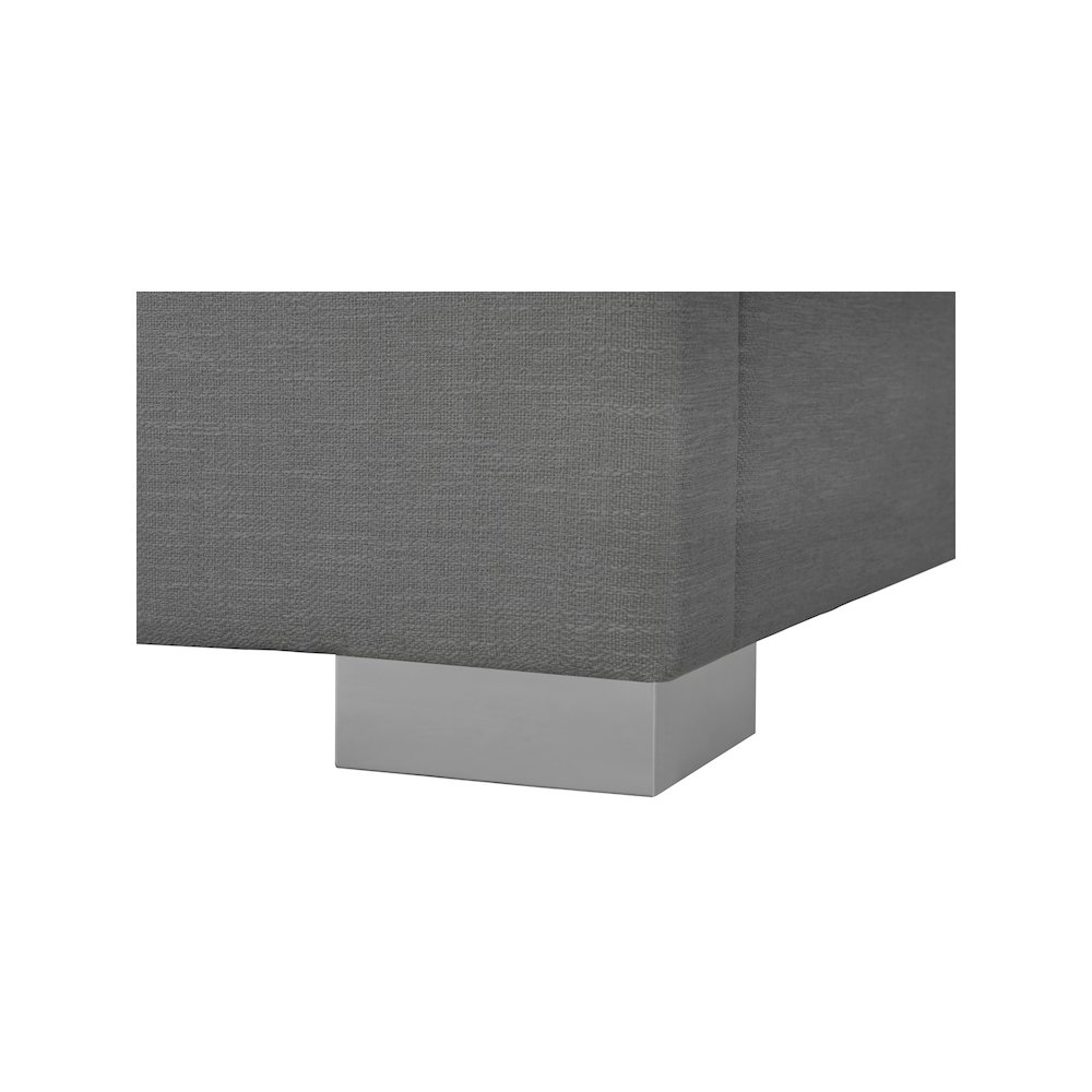 Crosby Grey Linen Textured Fabric Twin Bed. Picture 13
