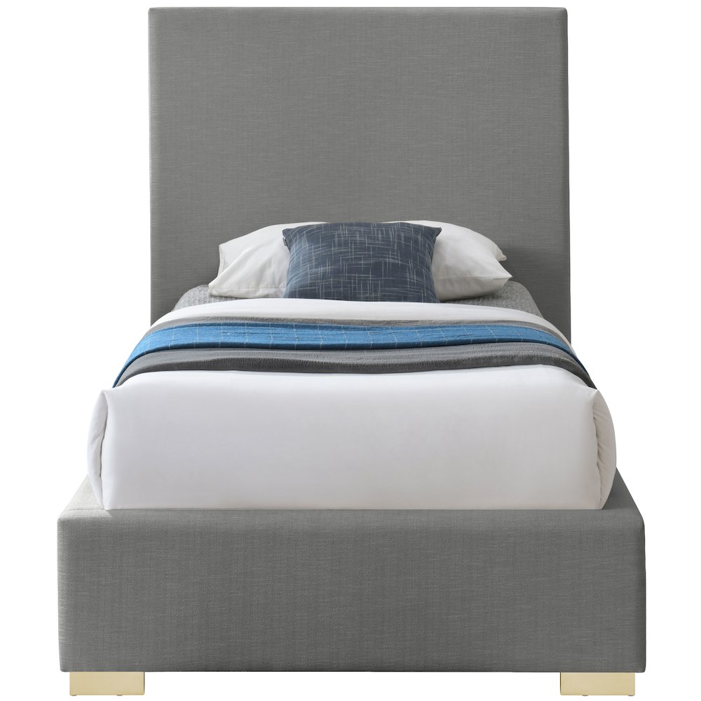 Crosby Grey Linen Textured Fabric Twin Bed. Picture 4