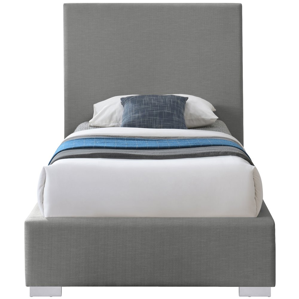 Crosby Grey Linen Textured Fabric Twin Bed. Picture 5