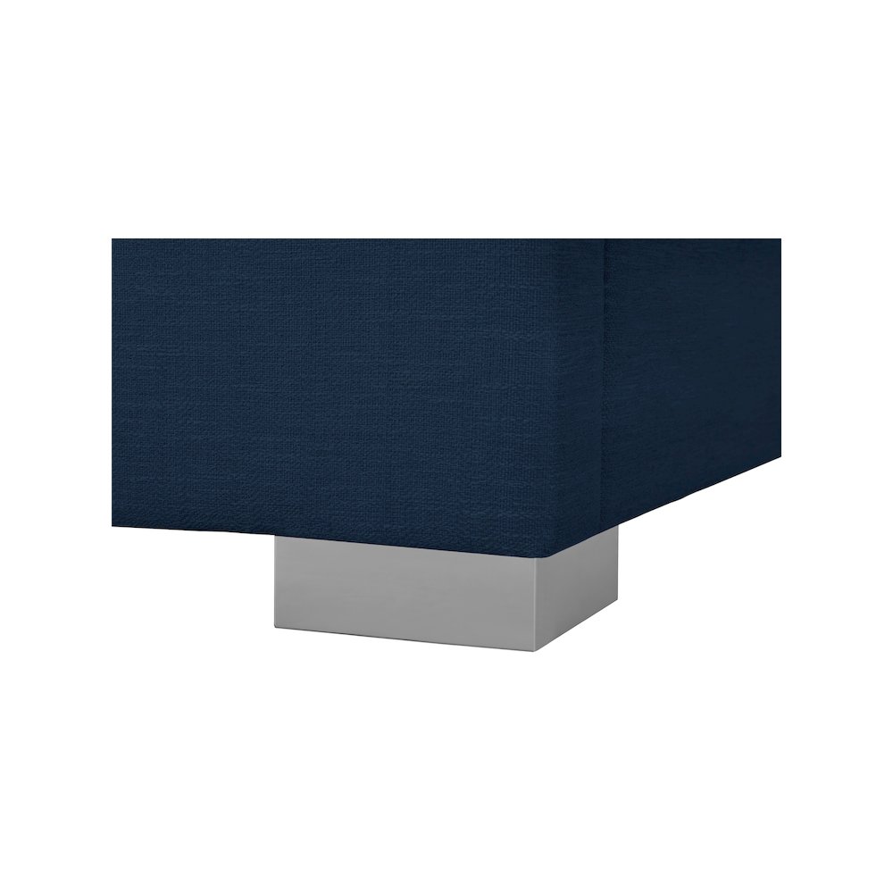 Crosby Navy Linen Textured Fabric Twin Bed. Picture 13