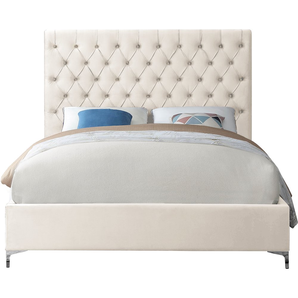 Cruz Cream Velvet Full Bed. Picture 4