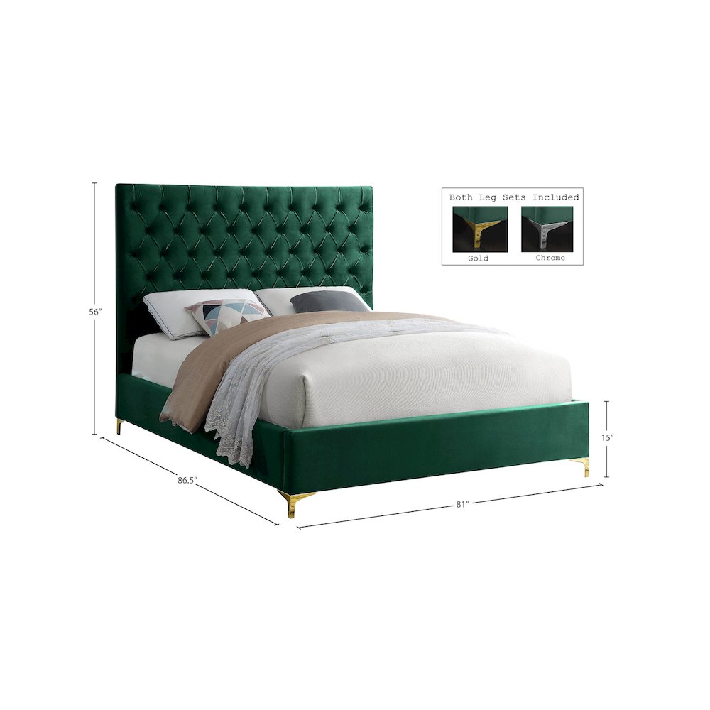 Cruz Green Velvet King Bed. Picture 8