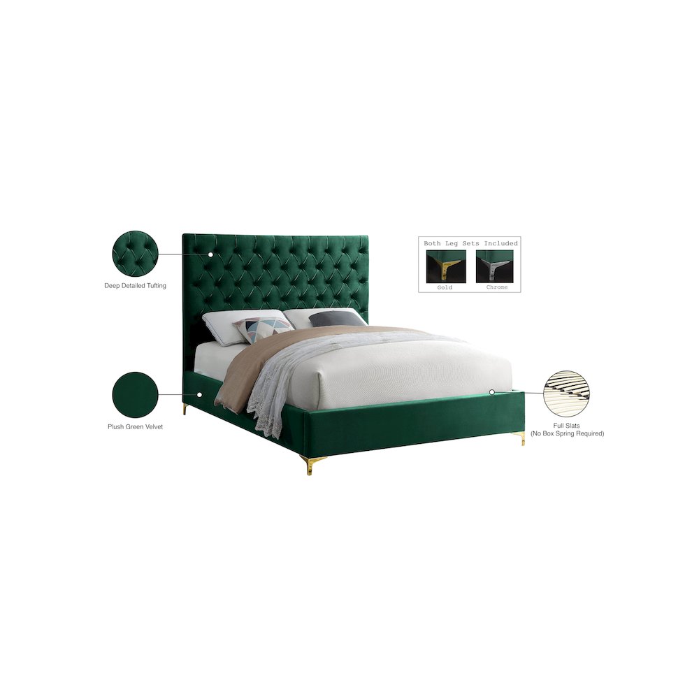 Cruz Green Velvet King Bed. Picture 9