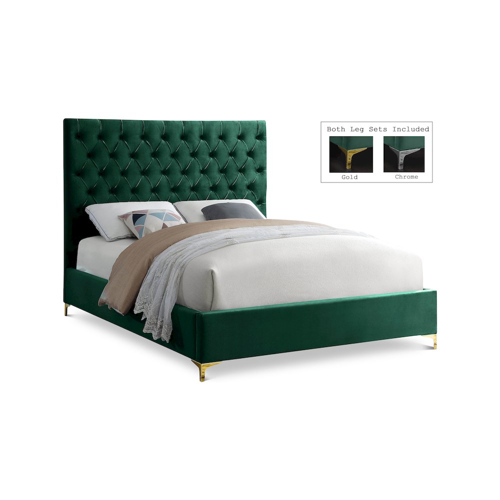 Cruz Green Velvet King Bed. Picture 1