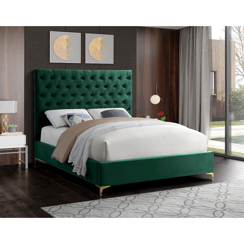 Cruz Green Velvet King Bed. Picture 3