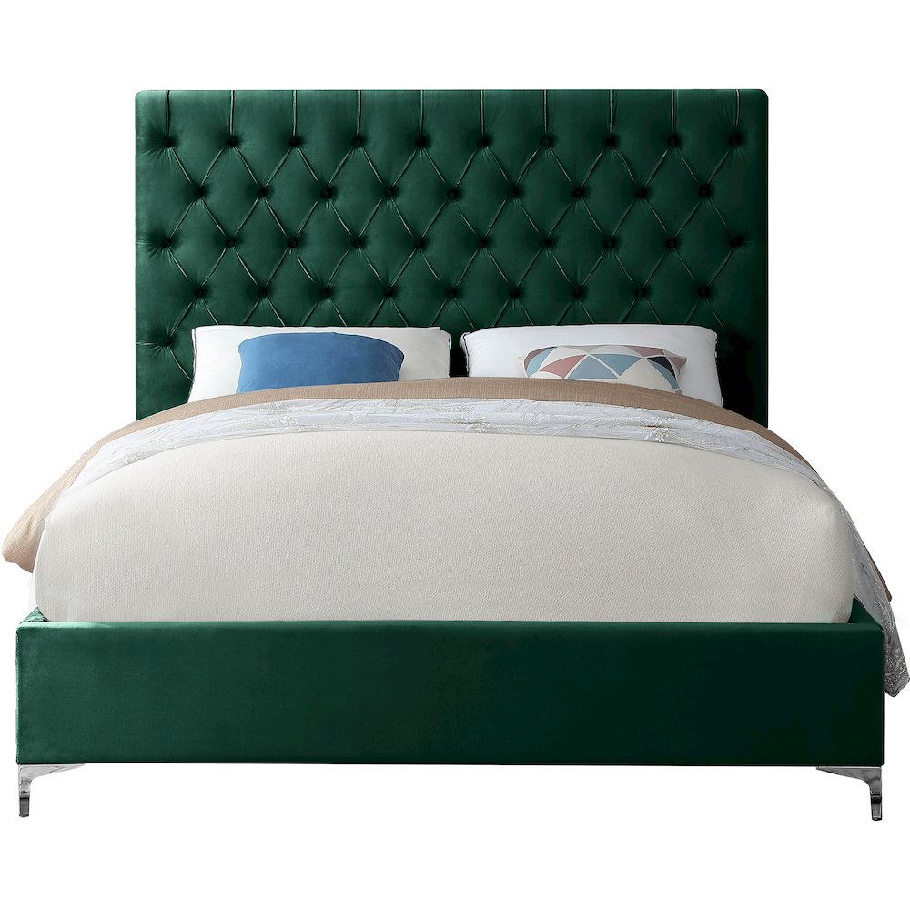 Cruz Green Velvet King Bed. Picture 4