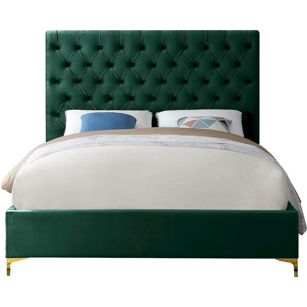 Cruz Green Velvet King Bed. Picture 5