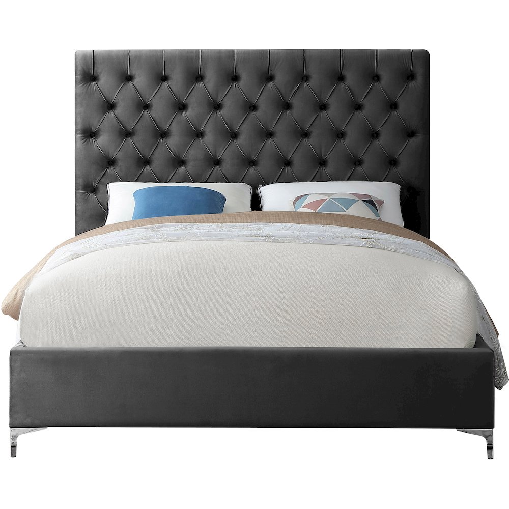 Cruz Grey Velvet Full Bed. Picture 4
