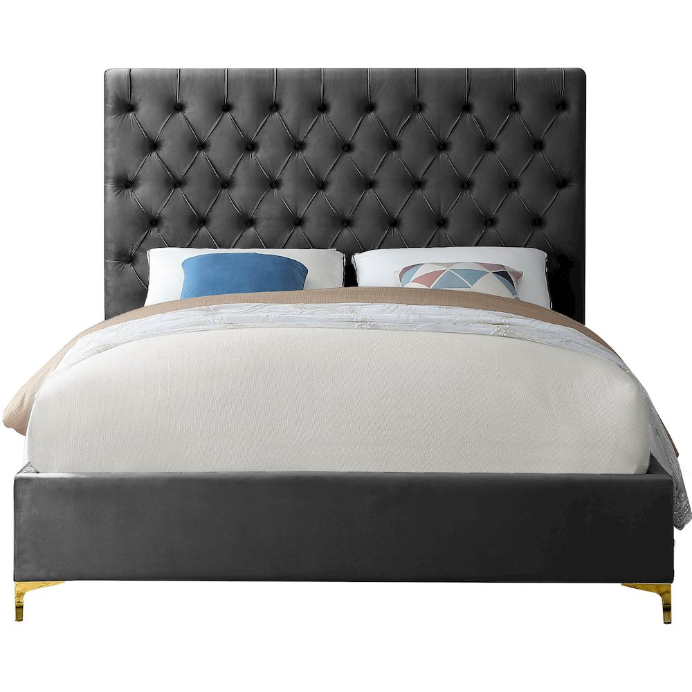 Cruz Grey Velvet Full Bed. Picture 5
