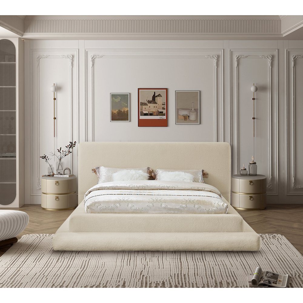 Dane Beige Teddy Fabric Full Bed. Picture 3