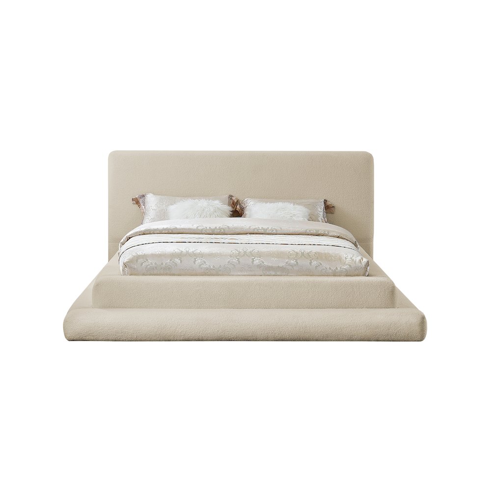 Dane Beige Teddy Fabric King Bed. Picture 2