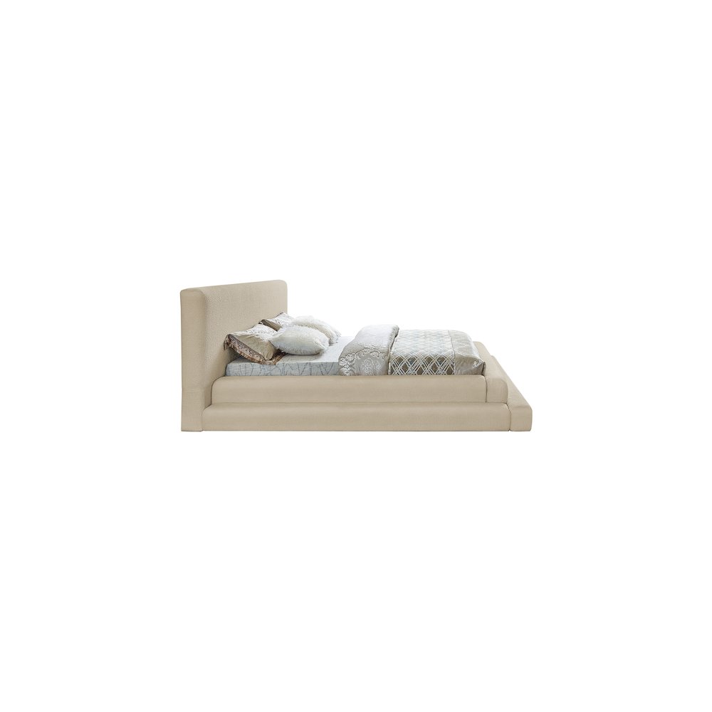 Dane Beige Teddy Fabric Queen Bed. Picture 4