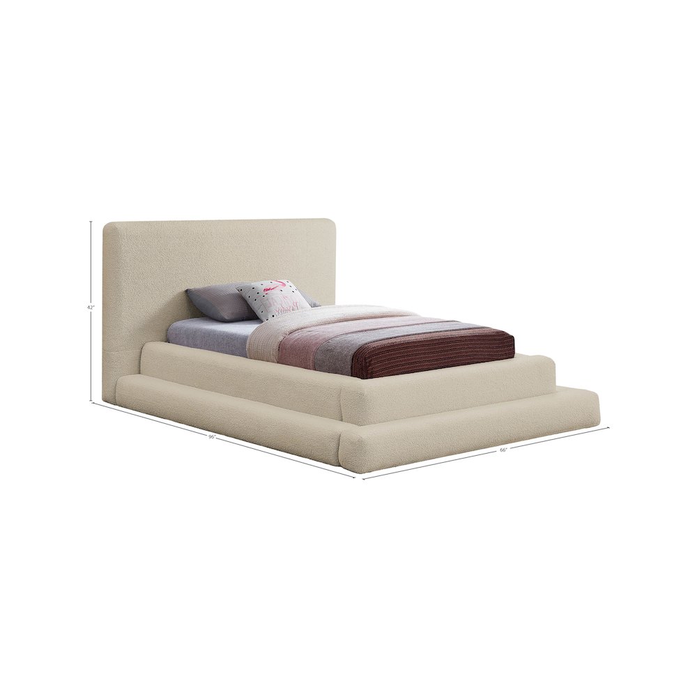 Dane Beige Teddy Fabric Twin Bed. Picture 7