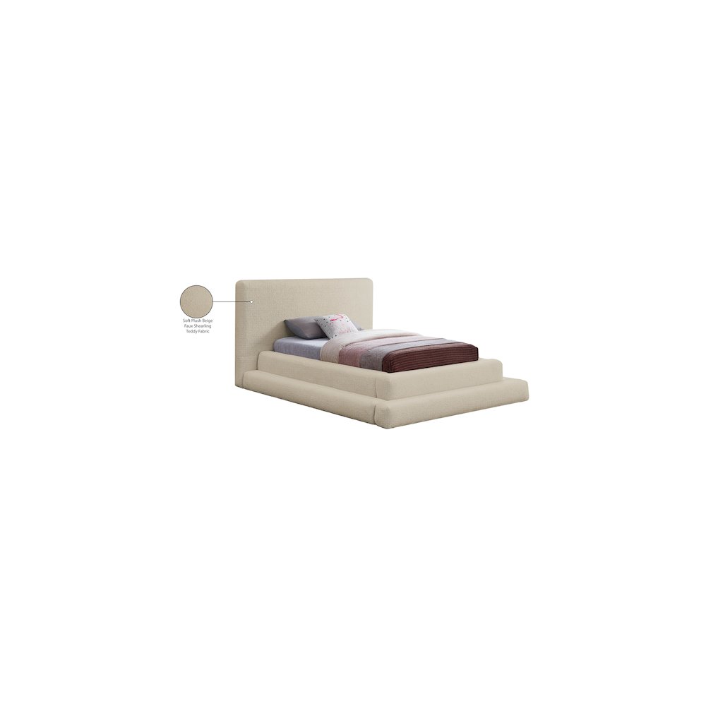 Dane Beige Teddy Fabric Twin Bed. Picture 8