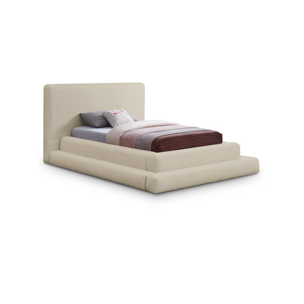 Dane Beige Teddy Fabric Twin Bed. Picture 1