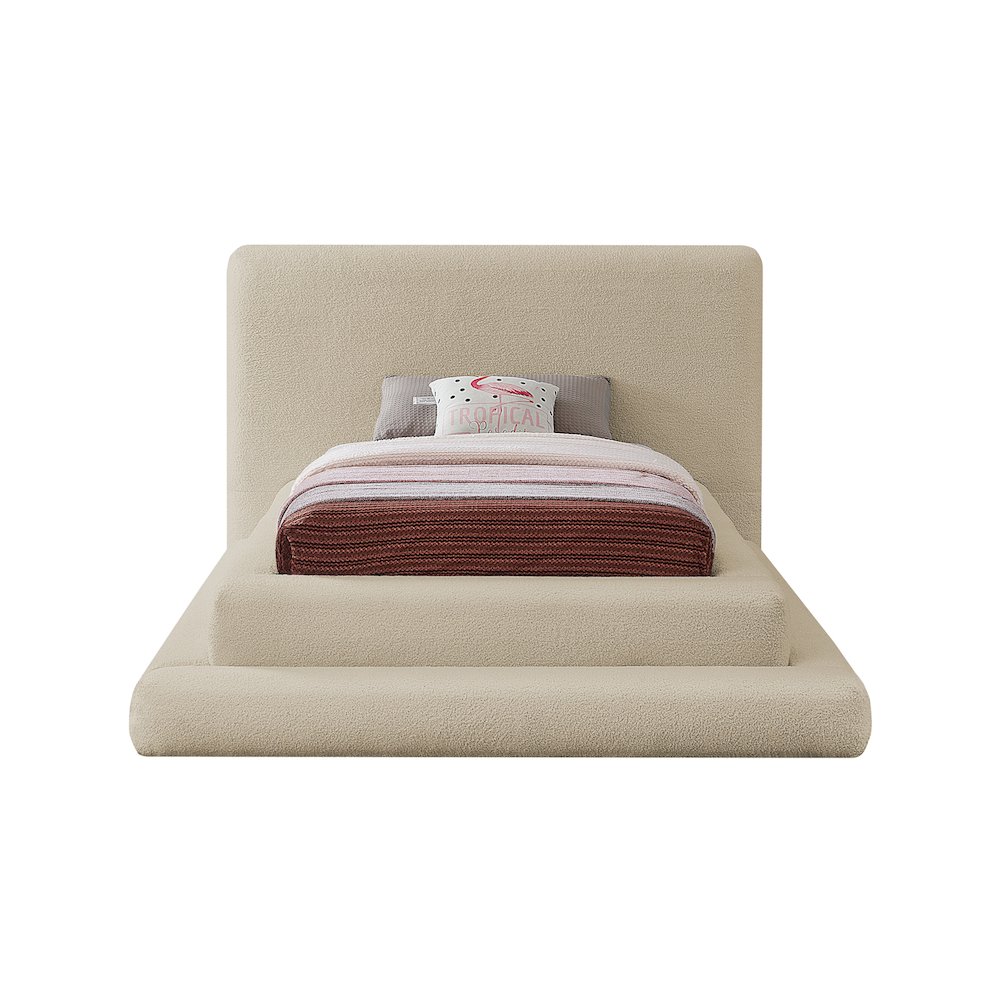 Dane Beige Teddy Fabric Twin Bed. Picture 2