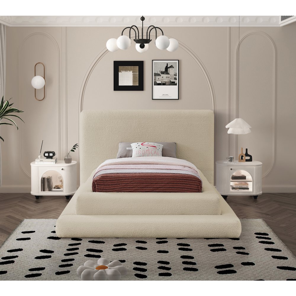 Dane Beige Teddy Fabric Twin Bed. Picture 3