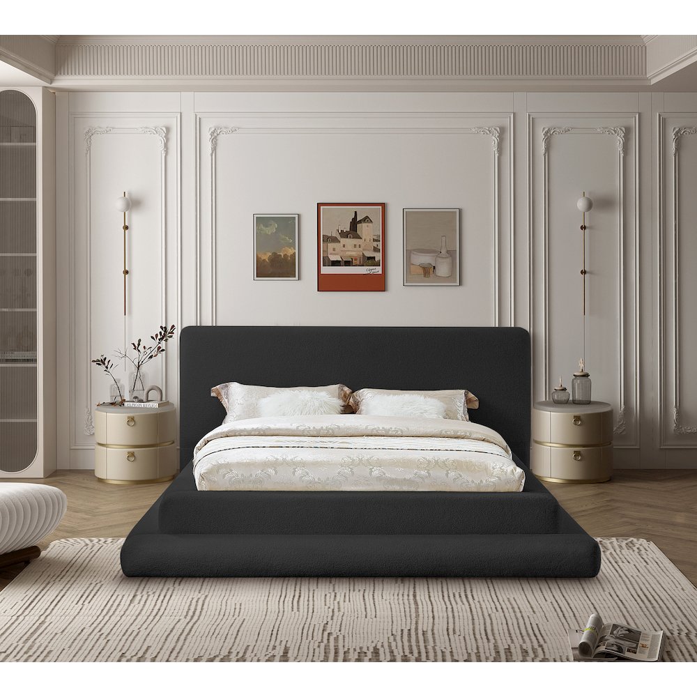 Dane Black Teddy Fabric King Bed. Picture 3