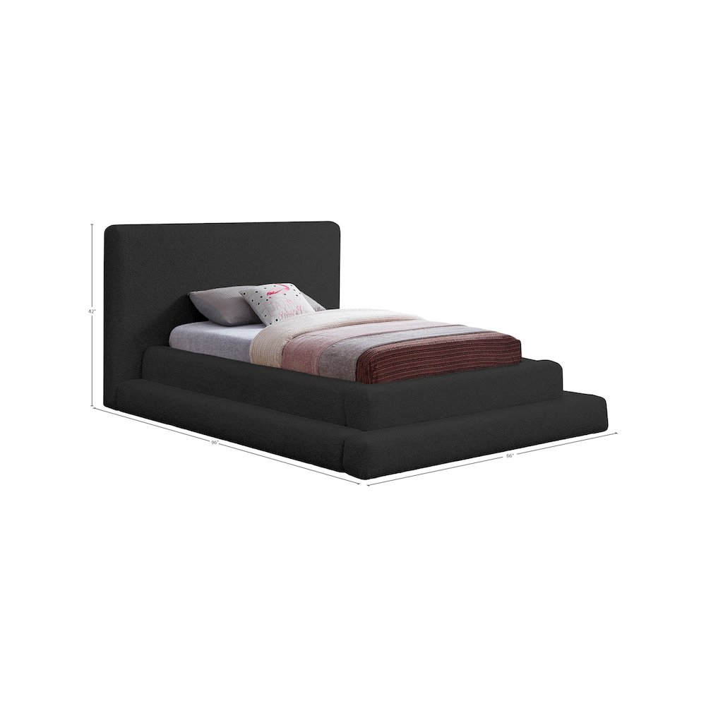 Dane Black Teddy Fabric Twin Bed. Picture 7