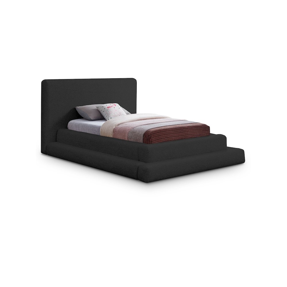 Dane Black Teddy Fabric Twin Bed. Picture 1