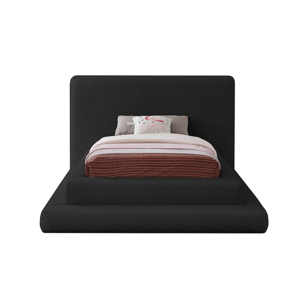 Dane Black Teddy Fabric Twin Bed. Picture 2