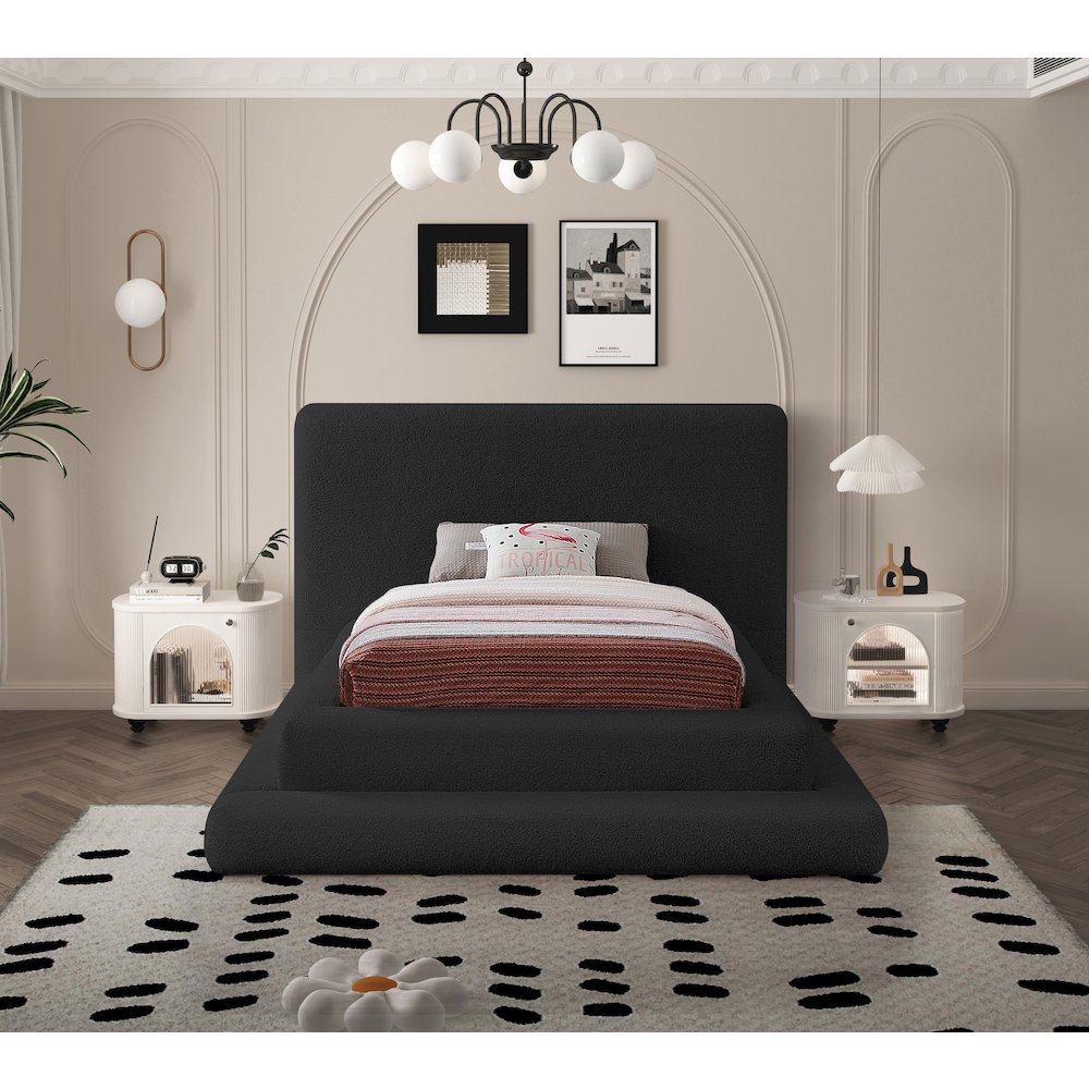 Dane Black Teddy Fabric Twin Bed. Picture 3