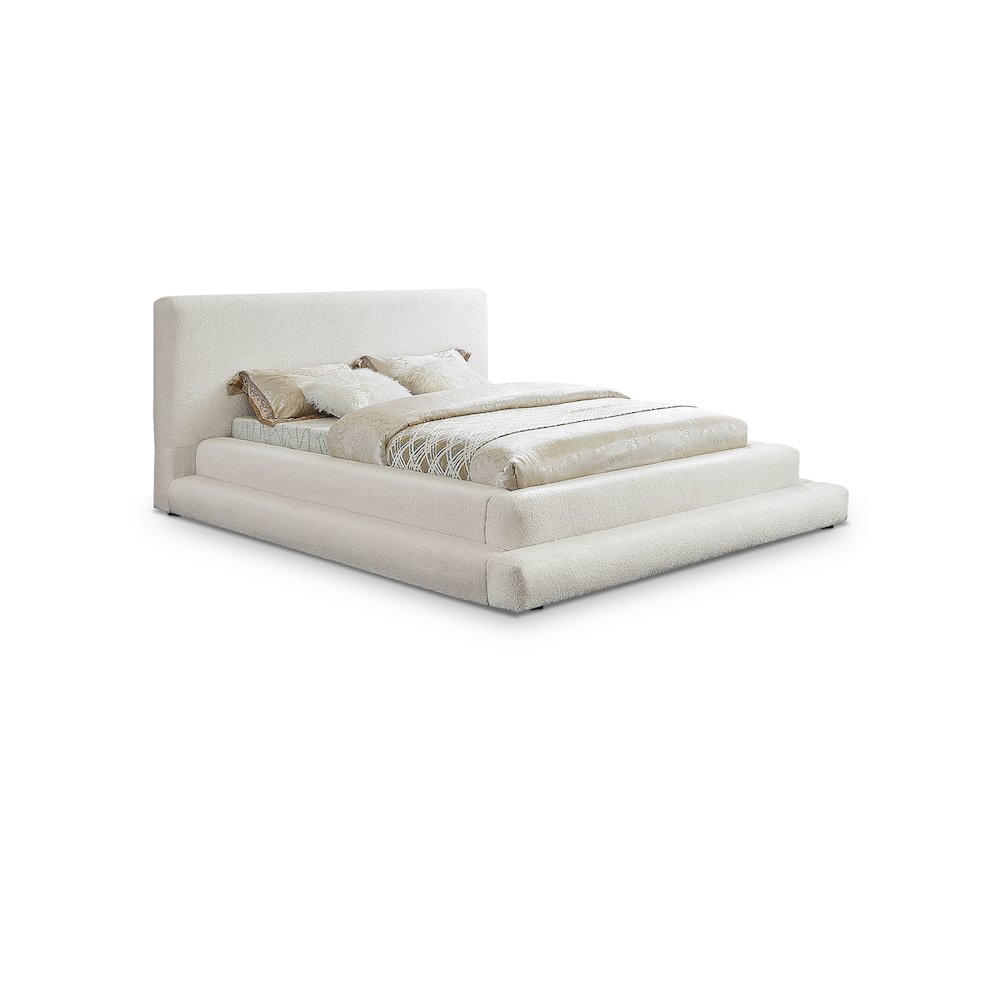 Dane Cream Teddy Fabric King Bed. Picture 1