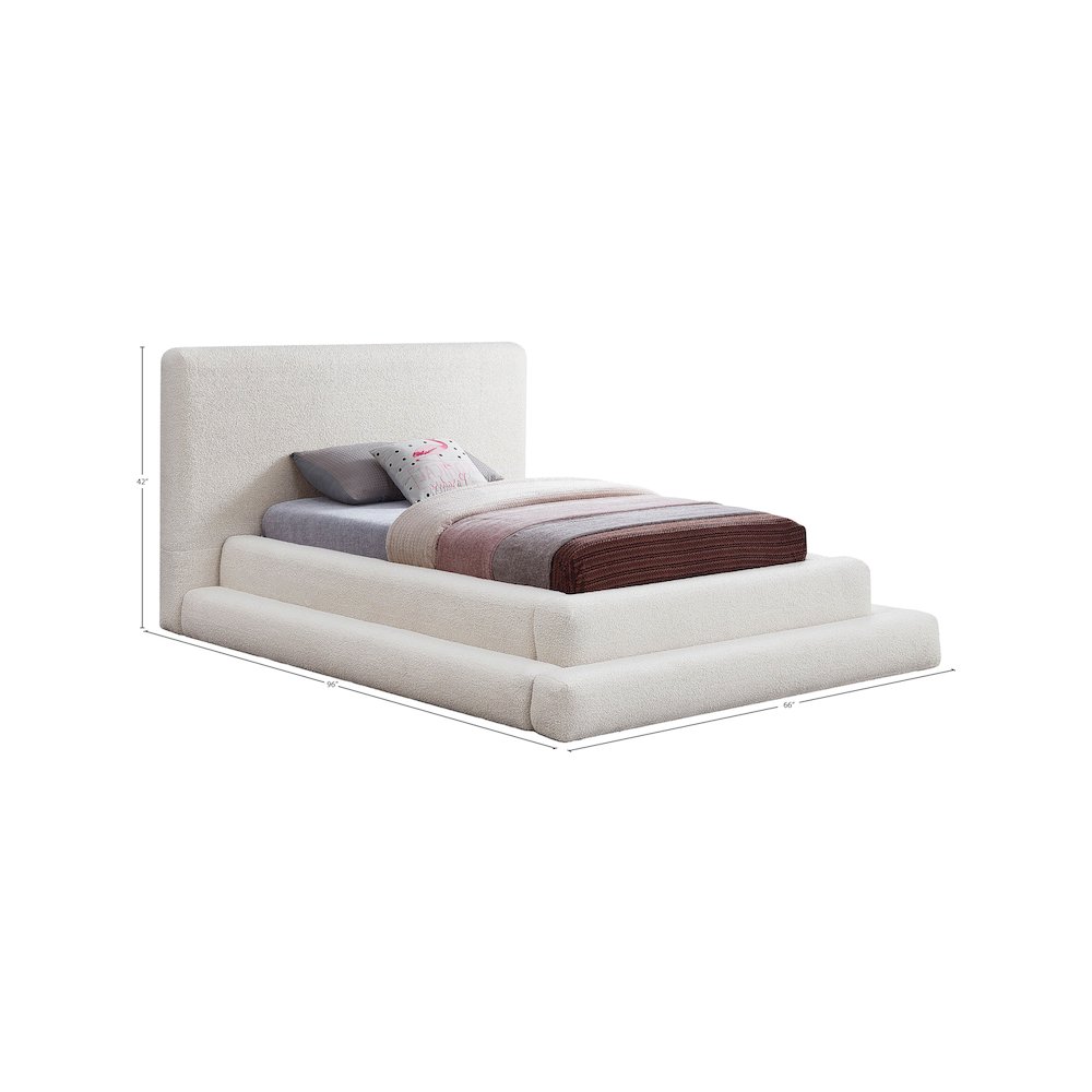Dane Cream Teddy Fabric Twin Bed. Picture 7