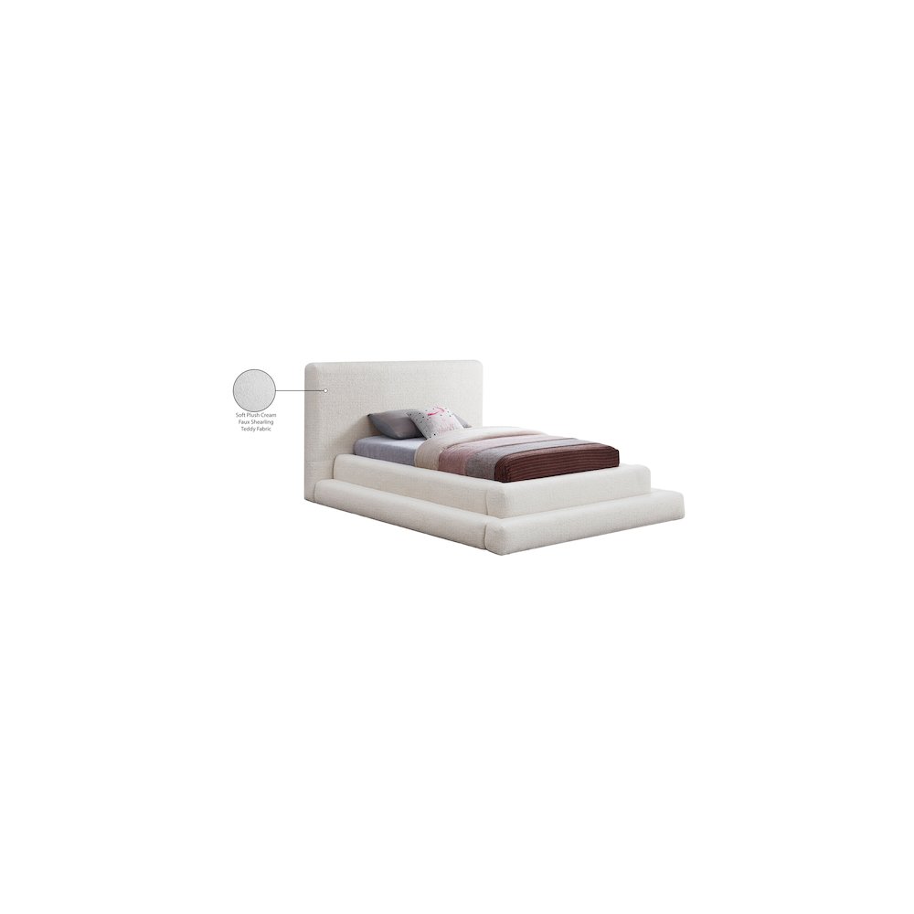 Dane Cream Teddy Fabric Twin Bed. Picture 8