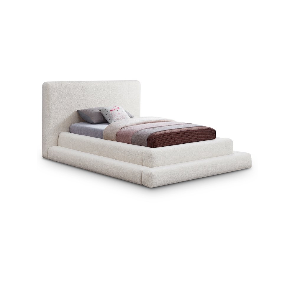 Dane Cream Teddy Fabric Twin Bed. Picture 1