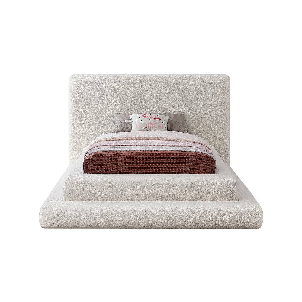 Dane Cream Teddy Fabric Twin Bed. Picture 2