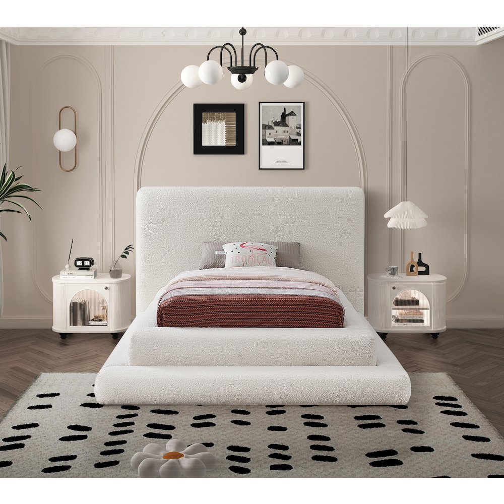 Dane Cream Teddy Fabric Twin Bed. Picture 3