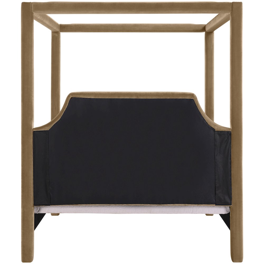 Dawson Beige Velvet Upholstered Full Bed. Picture 3