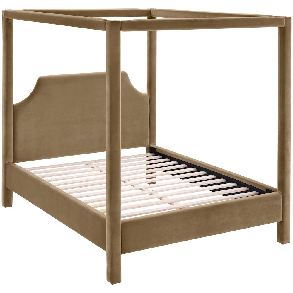 Dawson Beige Velvet Upholstered Full Bed. Picture 4