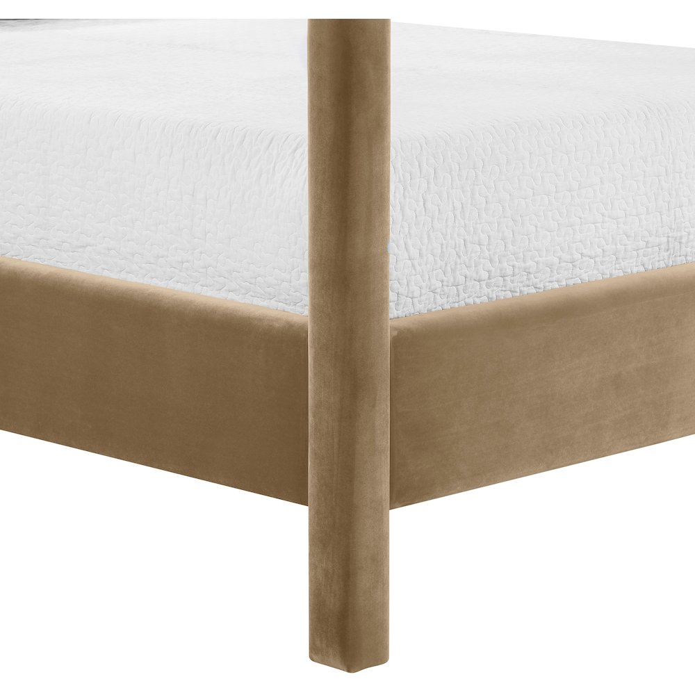 Dawson Beige Velvet Upholstered Full Bed. Picture 6
