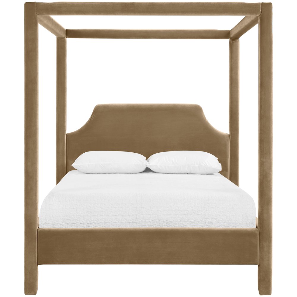 Dawson Beige Velvet Upholstered King Bed. Picture 2