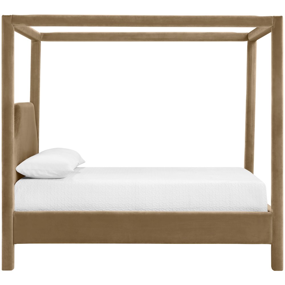 Dawson Beige Velvet Upholstered King Bed. Picture 8