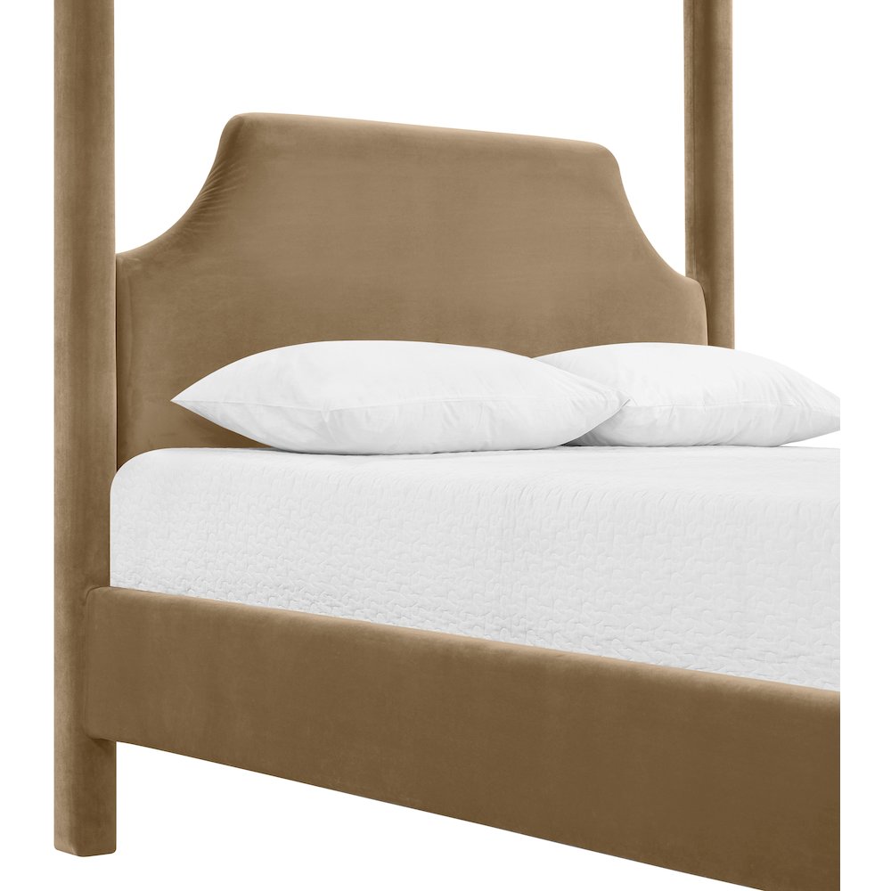 Dawson Beige Velvet Upholstered King Bed. Picture 5