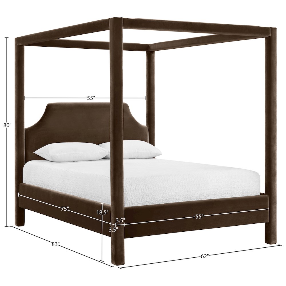 Dawson Brown Velvet Upholstered Full Bed. Picture 11