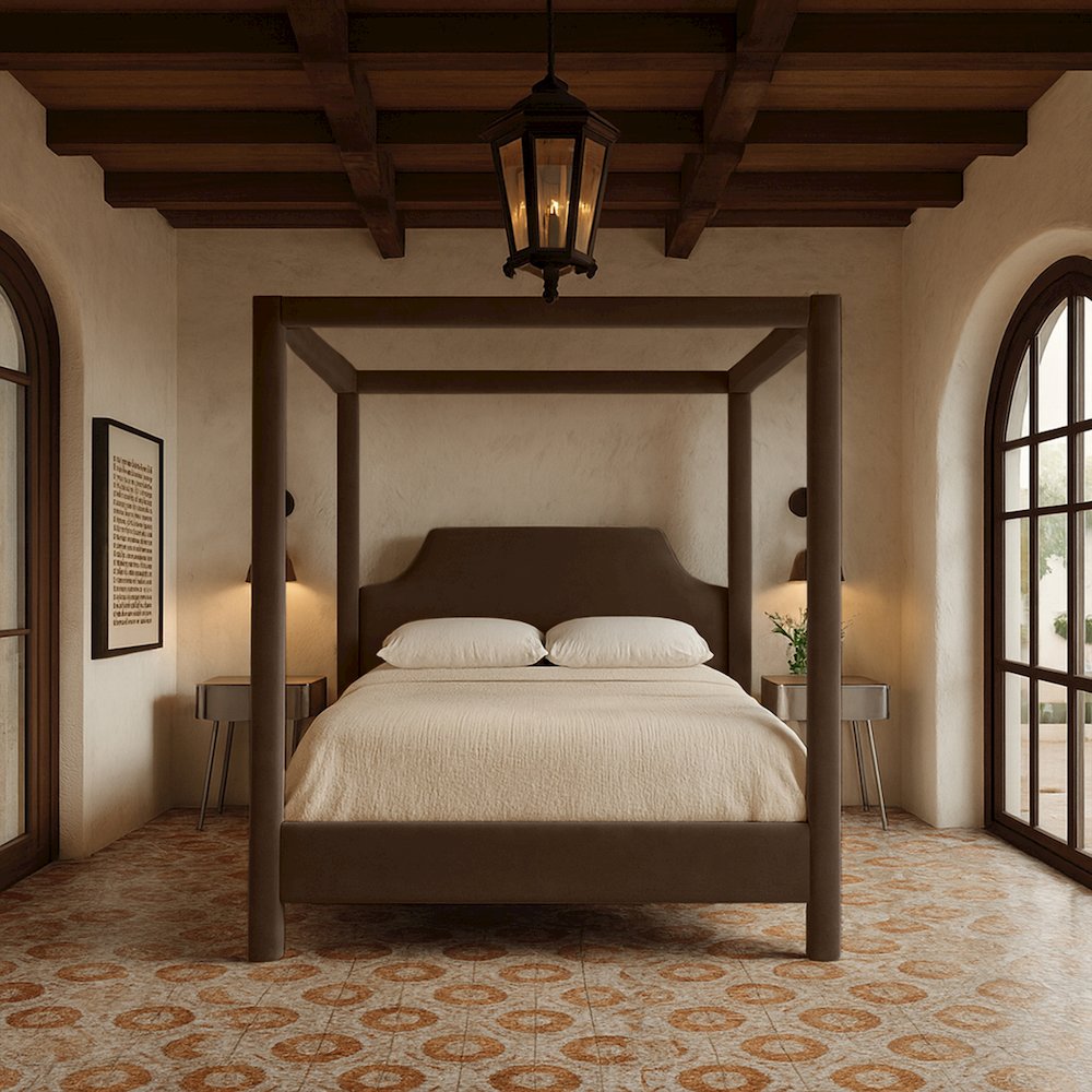Dawson Brown Velvet Upholstered Full Bed. Picture 7