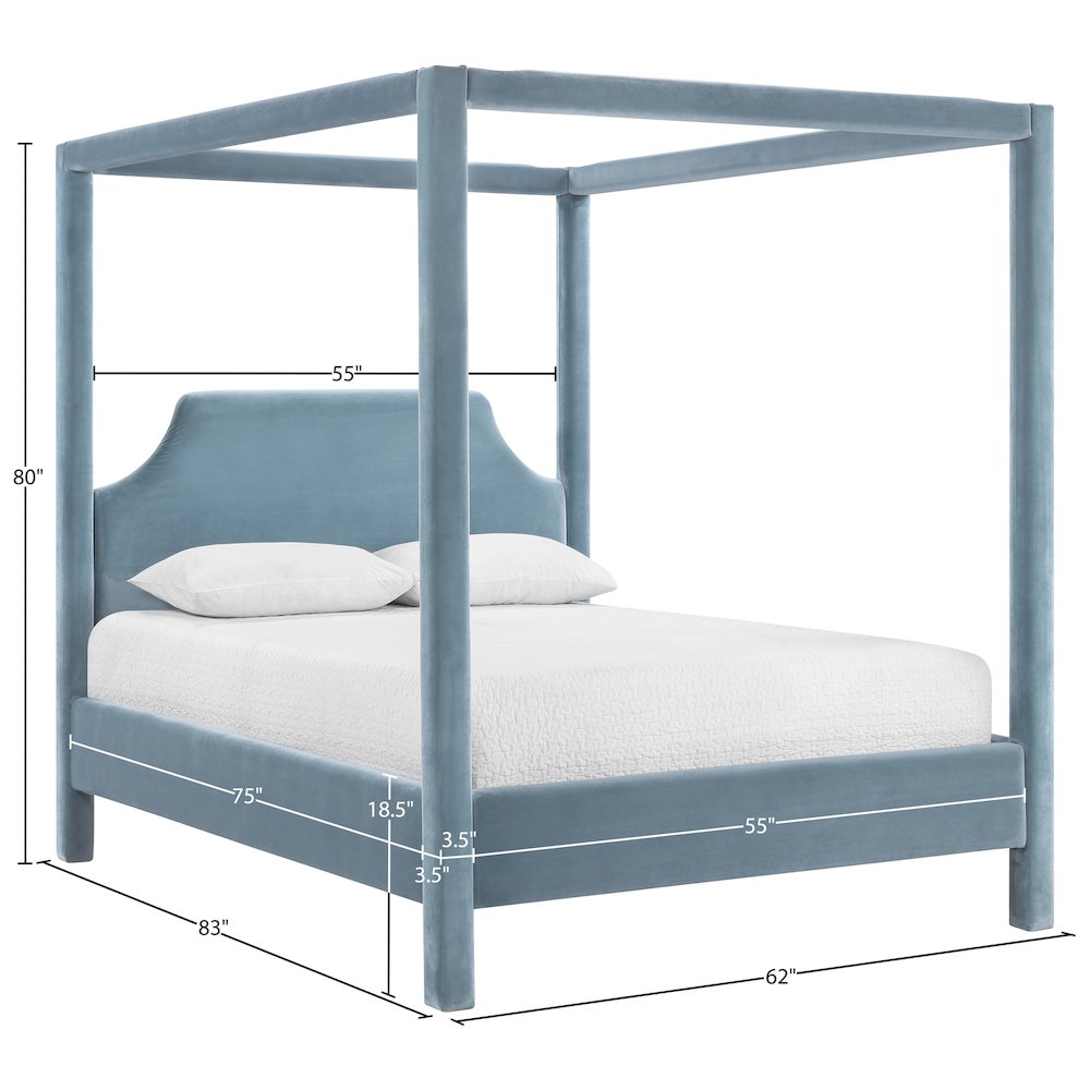 Dawson Light Blue Velvet Upholstered Full Bed. Picture 11