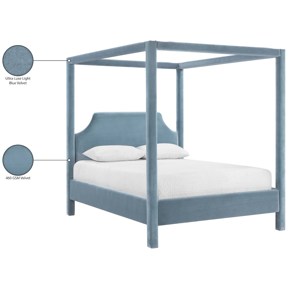 Dawson Light Blue Velvet Upholstered Full Bed. Picture 12