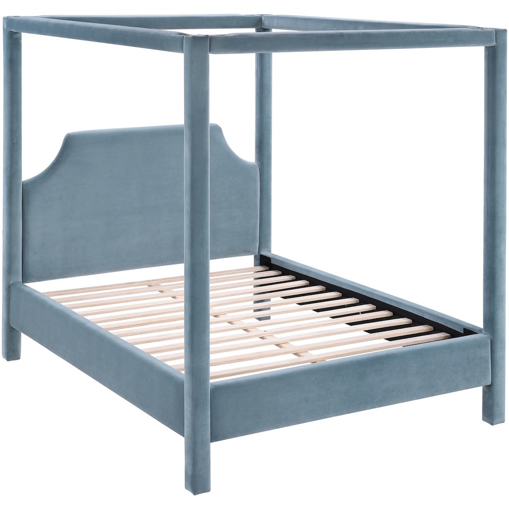 Dawson Light Blue Velvet Upholstered Full Bed. Picture 4